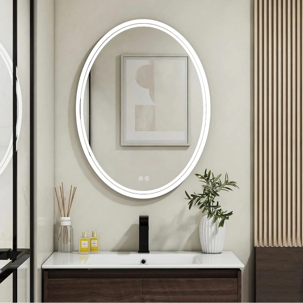 2 BRAND NEW IN THE BOX!! 📦📦 BuLife 28 x 20 inch Oval LED Bathroom Mirror.